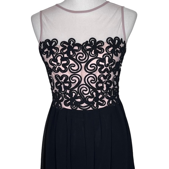 Little Mistress Black Sleeveless Embroidered Illusion Formal Gown Dress Sz 4 NWT - Picture 5 of 16